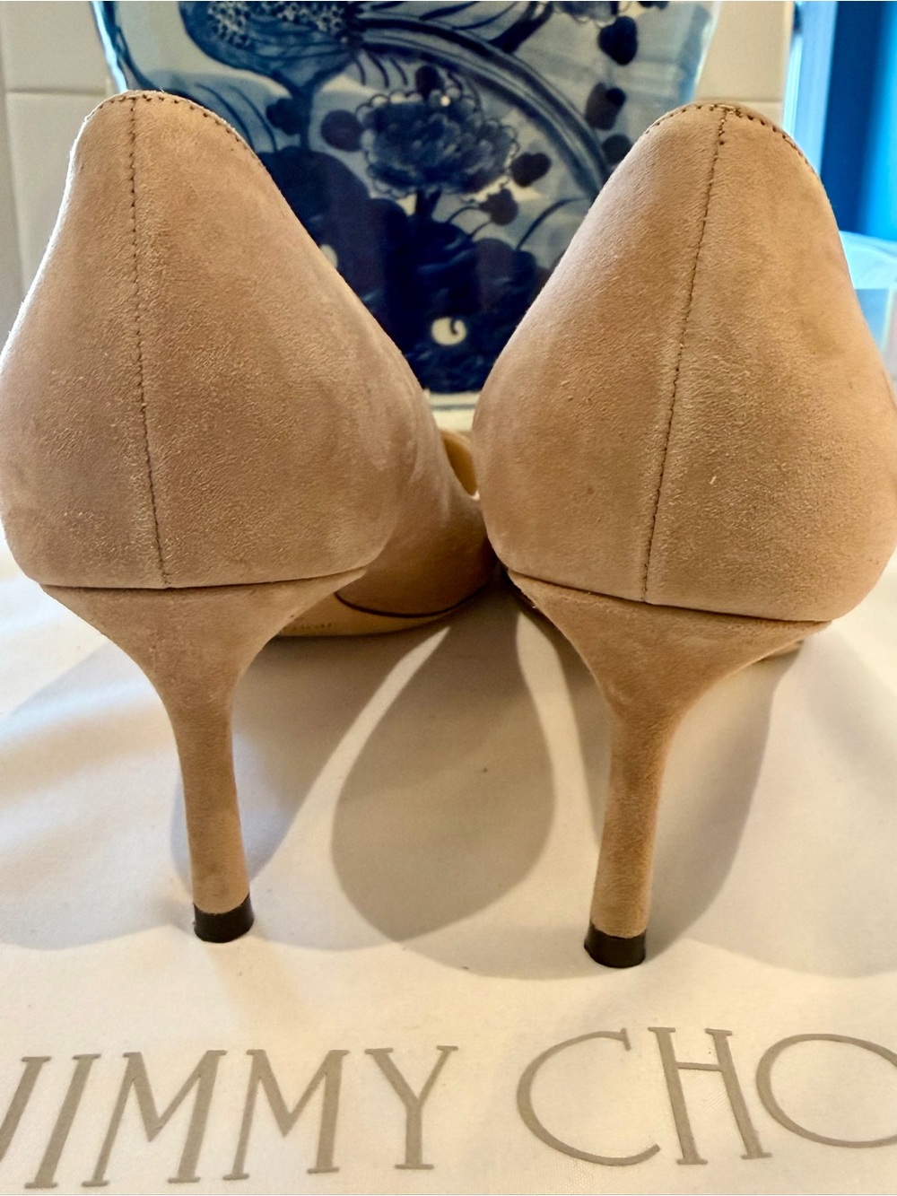Jimmy Choo Romy 60 Nude Suede Pumps - Picture 4 of 6